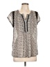 Daniel Rainn 100% Polyester Silver Short Sleeve Blouse Size L (petite) - photo 1