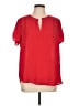 Pleione 100% Polyester Red Short Sleeve Blouse Size L - photo 1