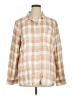 Style&Co Checkered-gingham Tan 3/4 Sleeve Button-Down Shirt Size XL - photo 1