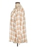 Style&Co Checkered-gingham Tan 3/4 Sleeve Button-Down Shirt Size XL - photo 5