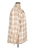 Style&Co Checkered-gingham Tan 3/4 Sleeve Button-Down Shirt Size XL - photo 4