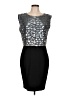 ERIN Erin Fetherston 100% Polyester Graphic Silver Cocktail Dress Size 10 - photo 1