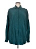 Assorted Brands 100% Silk Chevron-herringbone Teal Long Sleeve Silk Top Size M - photo 1