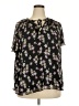 Lane Bryant 100% Polyester Floral Black Short Sleeve Blouse Size 22 - 24 Plus - photo 1
