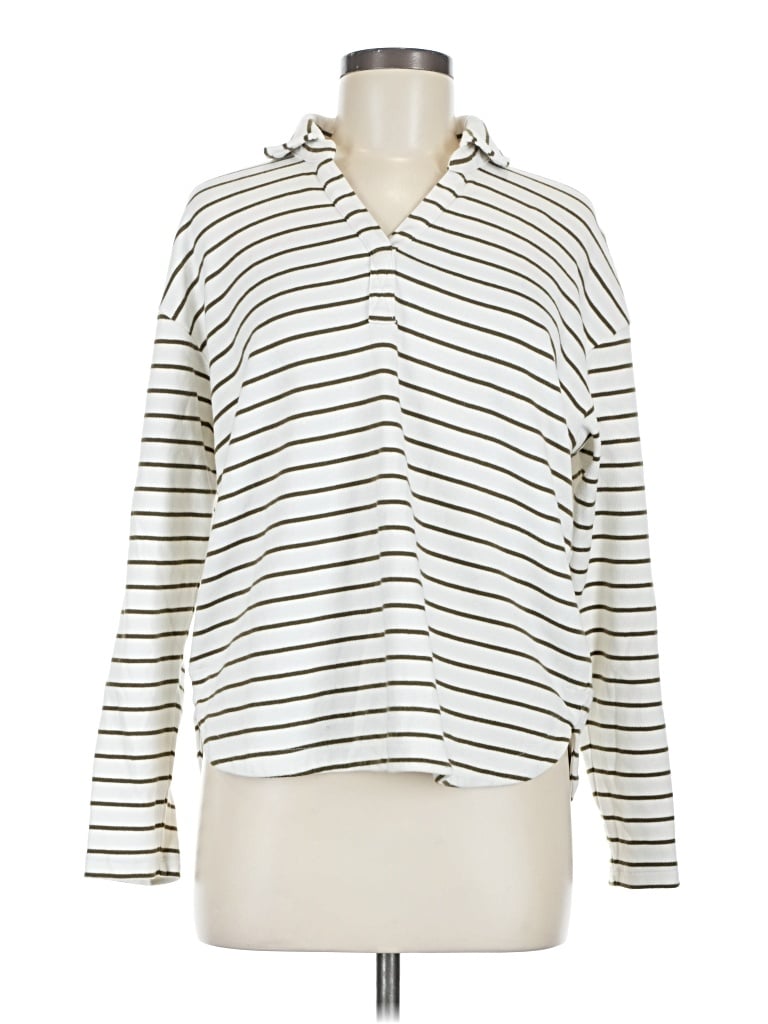 Pre-owned Natural Reflections Long Sleeve Polo Shirt In Ivory