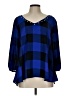 Takara 100% Polyester Blue 3/4 Sleeve Blouse Size L - photo 1