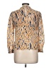 The Fold 100% Silk Multi Color Gold Long Sleeve Silk Top Size 10 - photo 2