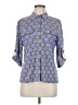 J. McLaughlin Print Blue 3/4 Sleeve Button-Down Shirt Size M - photo 1