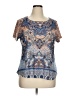 One World 100% Polyester Blue Short Sleeve Top Size 0X - photo 1