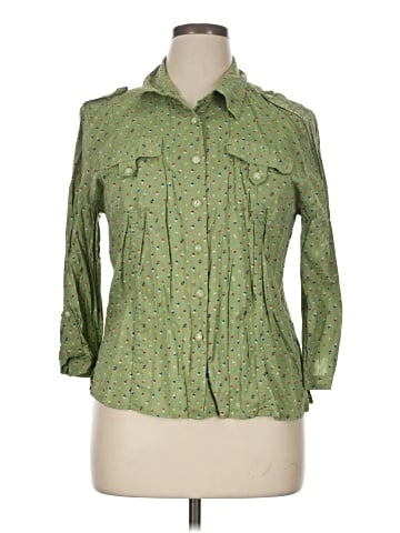 Christopher & Banks 3/4 Sleeve Button-Down Shirt (view 1)