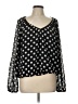 Evereve 100% Polyester Polka Dots Black Long Sleeve Blouse Size L - photo 1