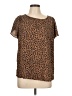 CeCe 100% Polyester Animal Print Brown Short Sleeve Top Size L - photo 1