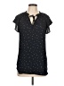 Ann Taylor LOFT 100% Polyester Polka Dots Black Blue Short Sleeve Blouse Size 0X - photo 1