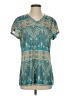 Moshu Teal Short Sleeve Blouse Size S - photo 1