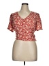 Lush 100% Polyester Red Short Sleeve Blouse Size XL - photo 1