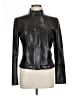 m0851 100% Leather Metallic Solid Burgundy Black Leather Jacket Size 10 - photo 1