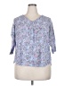Studio B by BOBEAU Print Blue 3/4 Sleeve Blouse Size 2X - photo 1