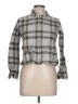 Krazy Kat 100% Cotton Plaid Gray Long Sleeve Blouse Size L - photo 1