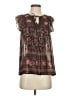 Ulla Johnson 100% Silk Brown Short Sleeve Silk Top Size 2 - photo 1