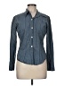 Express 100% Cotton Houndstooth Blue Long Sleeve Button-Down Shirt Size 7 - photo 1