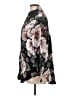 Lavender Brown 100% Rayon Floral Black 3/4 Sleeve Blouse Size L - photo 5