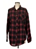 Unbranded 100% Polyester Plaid Red Burgundy Long Sleeve Blouse Size M - photo 1