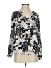 Candie's 100% Polyester Floral White Silver Long Sleeve Blouse Size S - photo 1