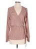 Hayden 100% Polyester Stripes Burgundy Long Sleeve Blouse Size L - photo 1