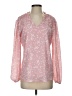 Unbranded 100% Polyester Print Pink Long Sleeve Blouse Size S - photo 1