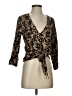 Hinge 100% Viscose Brown Gold 3/4 Sleeve Blouse Size S - photo 1