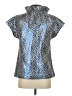 Sara Campbell Animal Print Blue Short Sleeve Blouse Size XS - photo 2
