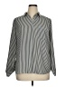 Apt. 9 100% Polyester Stripes Silver Long Sleeve Blouse Size XL - photo 1