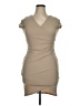 Almost Famous Solid Tan Cocktail Dress Size XL - photo 1