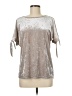 Cha Cha Vente Metallic Silver Tan Short Sleeve T-Shirt Size M - photo 1
