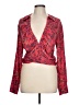 Free People 100% Polyester Red Long Sleeve Blouse Size L - photo 1