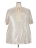 Unbranded 100% Polyester Metallic Silver Short Sleeve Blouse Size 4XL - photo 1