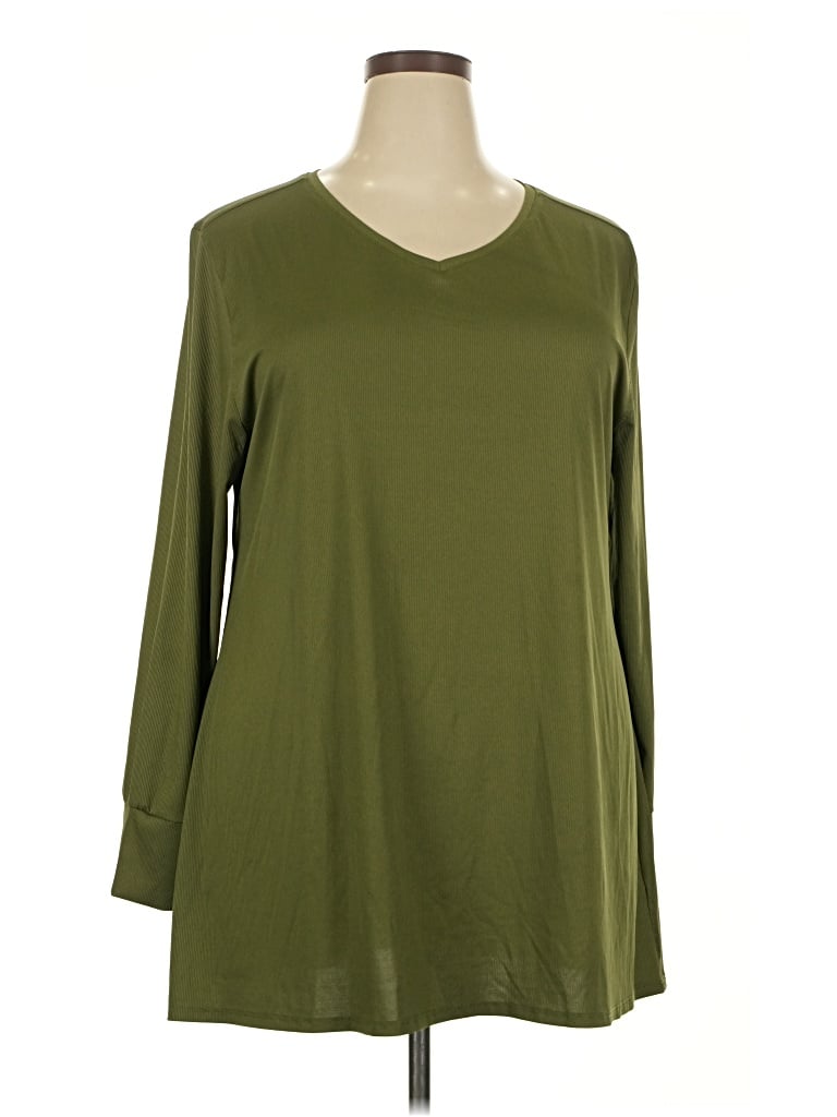 Pre-owned Lularoe 3/4 Sleeve Top Green V-neck Tops