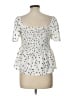 Papillon 100% Polyester White Short Sleeve Blouse Size L - photo 2