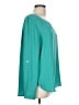 Ann Taylor LOFT 100% Polyester Teal Long Sleeve Blouse Size L - photo 4
