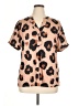 Unbranded 100% Polyester Animal Print Brown Short Sleeve Blouse Size XL - photo 1