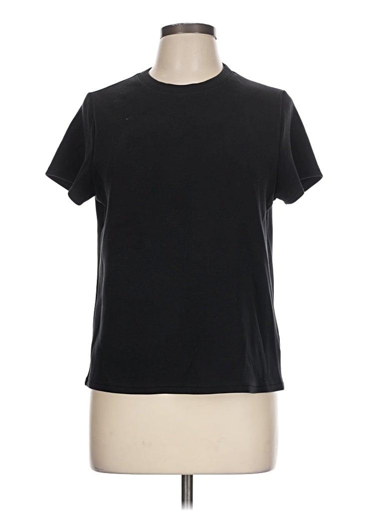 Pre-owned Spanx Short Sleeve Top Black Crew Neck Tops