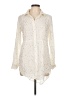 Solitaire 100% Rayon Polka Dots Ivory Long Sleeve Blouse Size L - photo 1