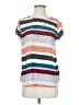 Van Heusen 100% Polyester Stripes Silver Short Sleeve Top Size S - photo 1