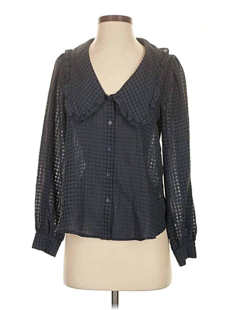 Pre-owned Astr Long Sleeve Blouse In Gray