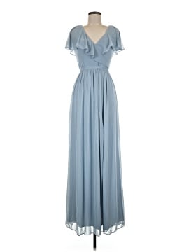 blue dress for baby girl BABARONI V-Neck Chiffon Bridesmaid Dress with Open Back Slate Blue, Slate Blue / US0