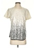 Merona 100% Polyester Metallic Silver Short Sleeve Top Size S - photo 1