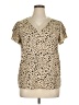 Unbranded Animal Print Tan Short Sleeve Blouse Size XL - photo 1