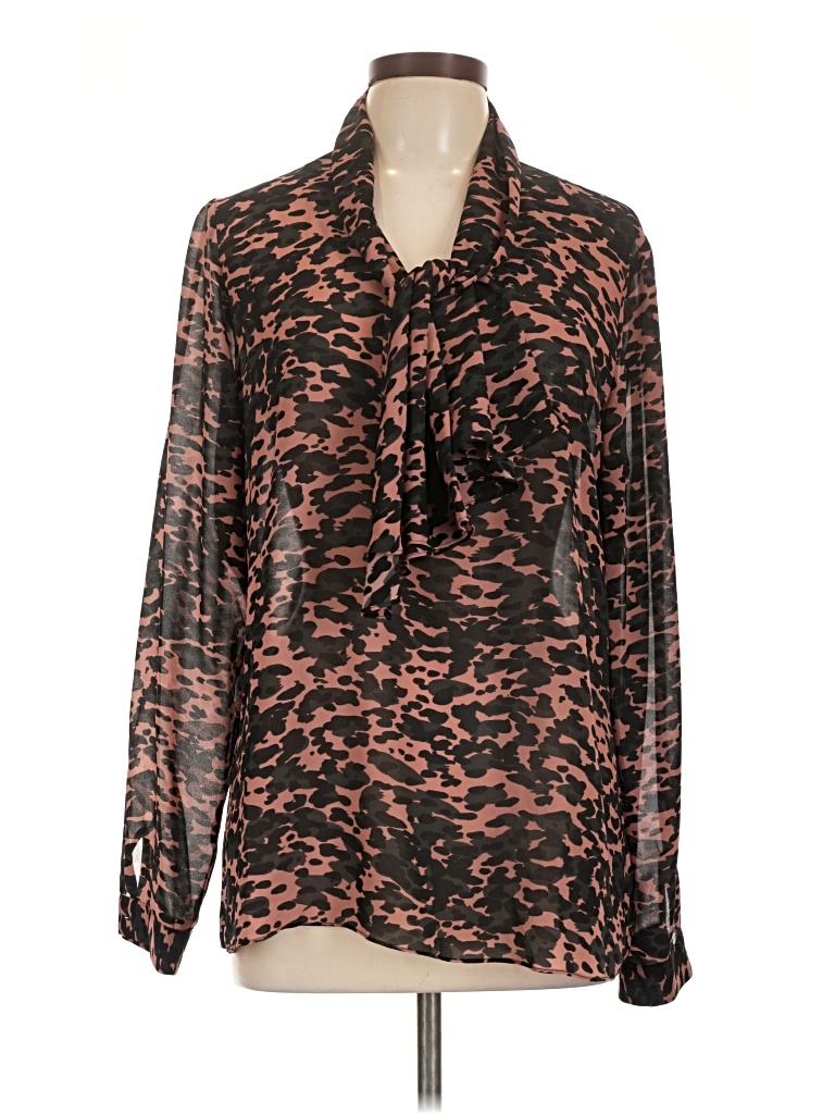 Pre-owned Cabi Long Sleeve Blouse In Brown