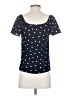 Monteau Polka Dots Blue Short Sleeve Blouse Size S - photo 2