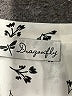 Dragonfly 100% Rayon Print Ivory Long Sleeve Blouse Size S - photo 7